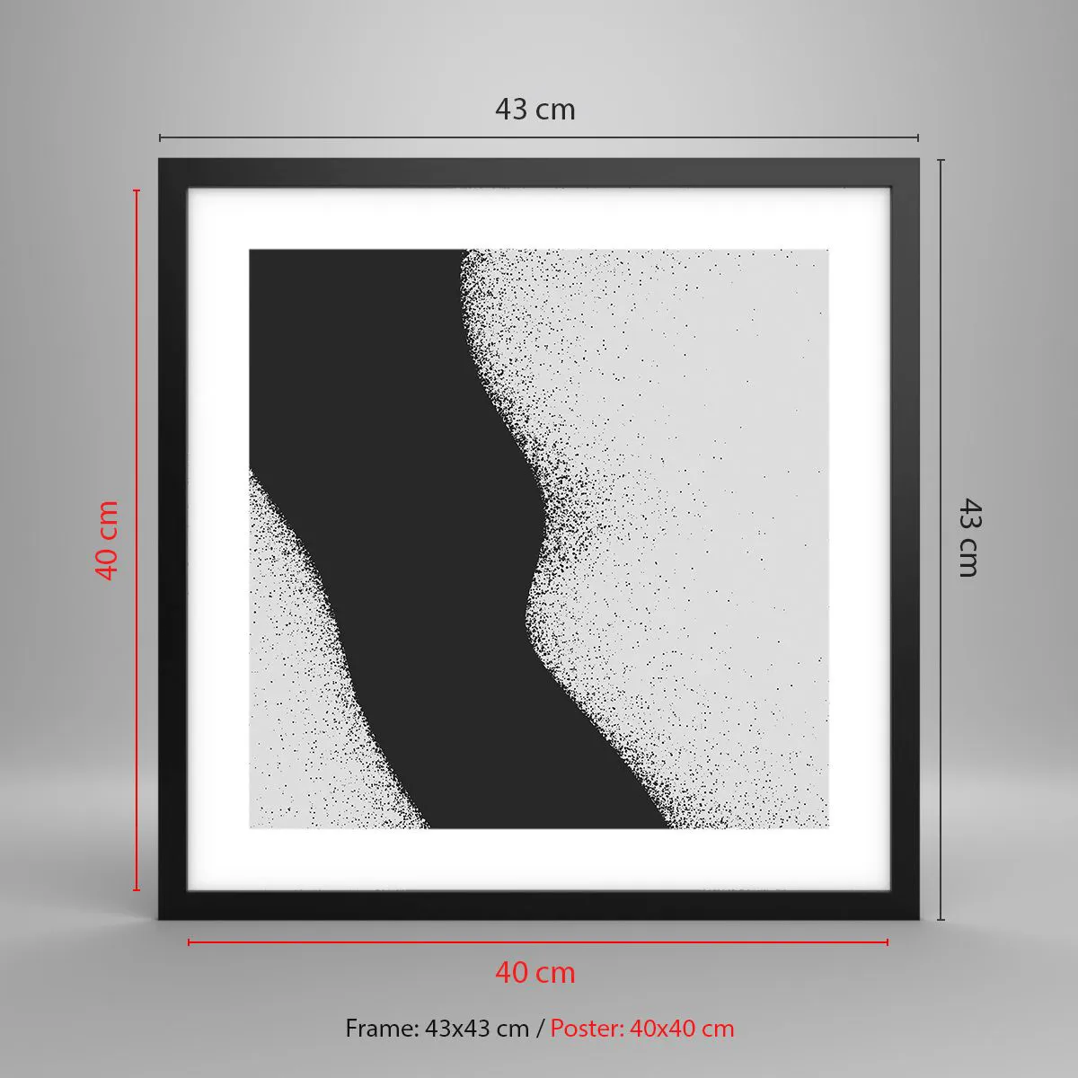 Affiche dans un cadre noir - Poster - Équilibre fluide - 40x40 cm