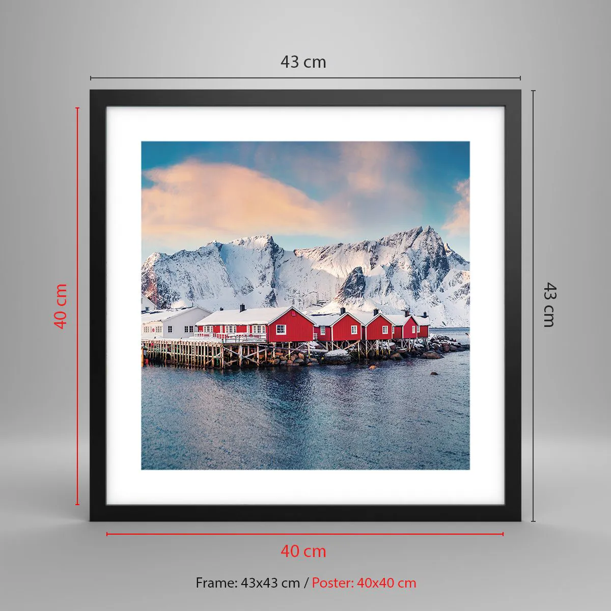 Affiche dans un cadre noir - Poster - Retraite dans le nord - 40x40 cm