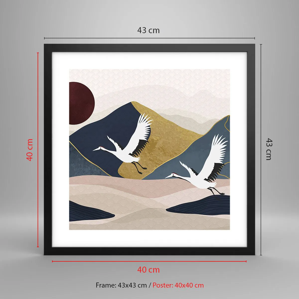 Pôster com moldura preta - E o dia acaba novamente - 40x40 cm