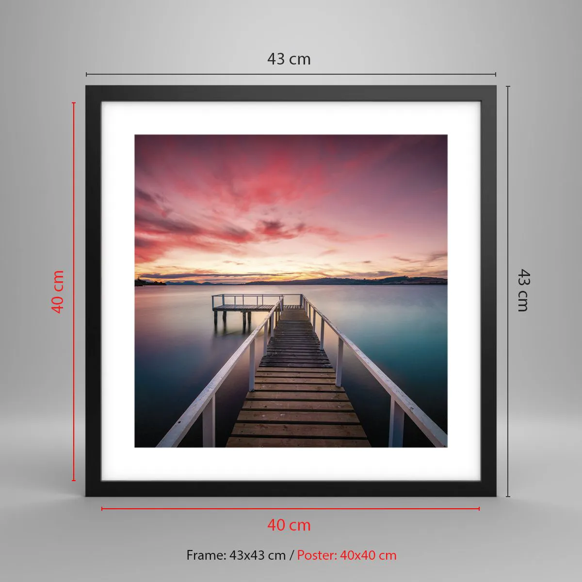 Plakat i sort ramme - Aftenens blide flamme - 40x40 cm