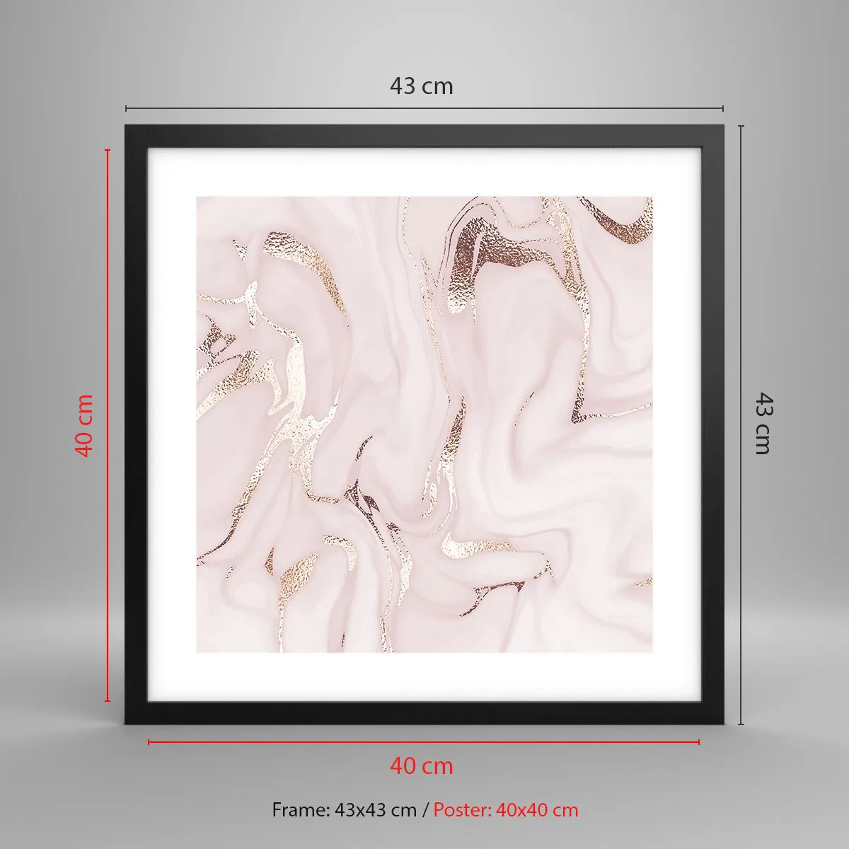 Poster in einem schwarzem Rahmen - In einem rosa Schal - 40x40 cm