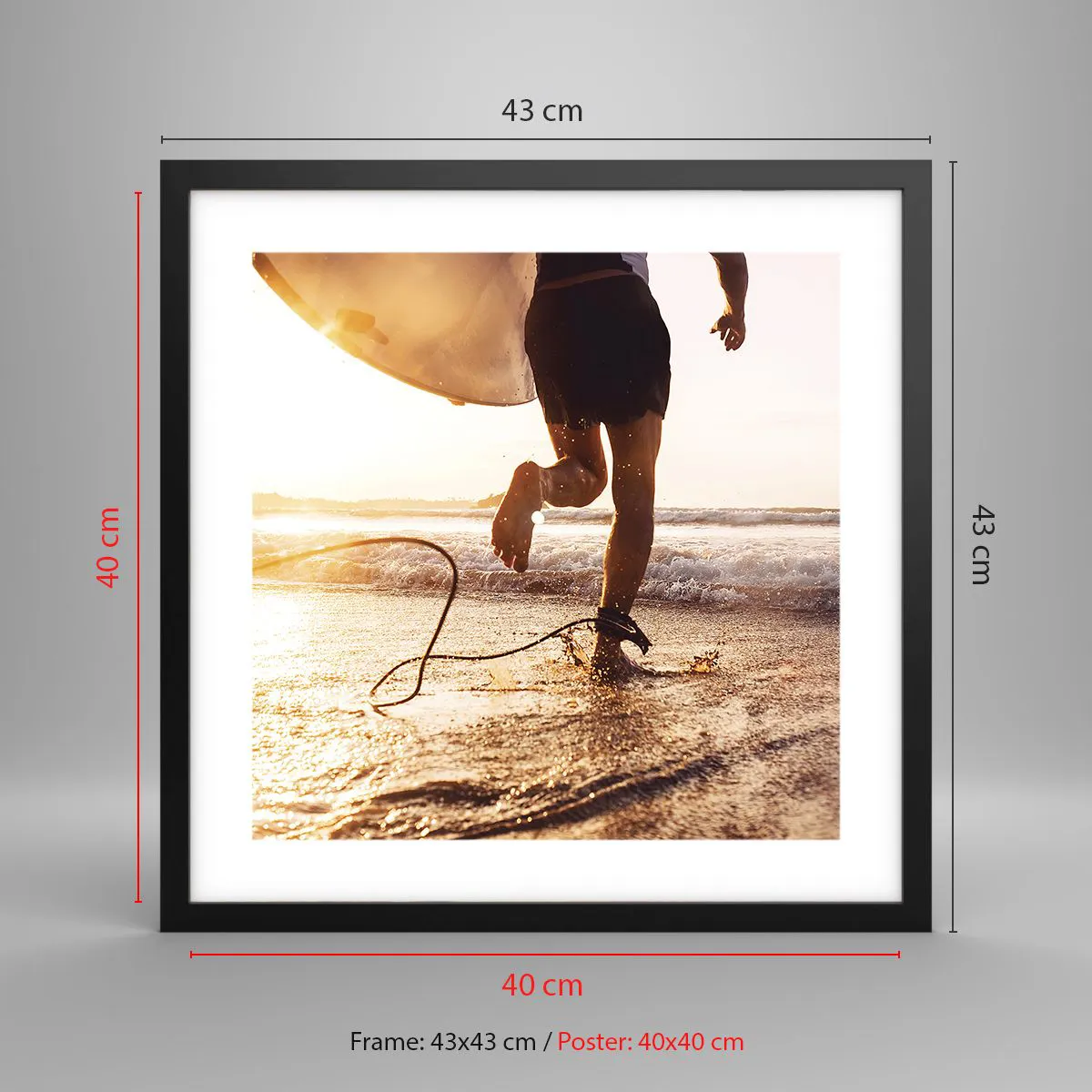 Poster in black frame - Encounter with a Wave - 40x40 cm