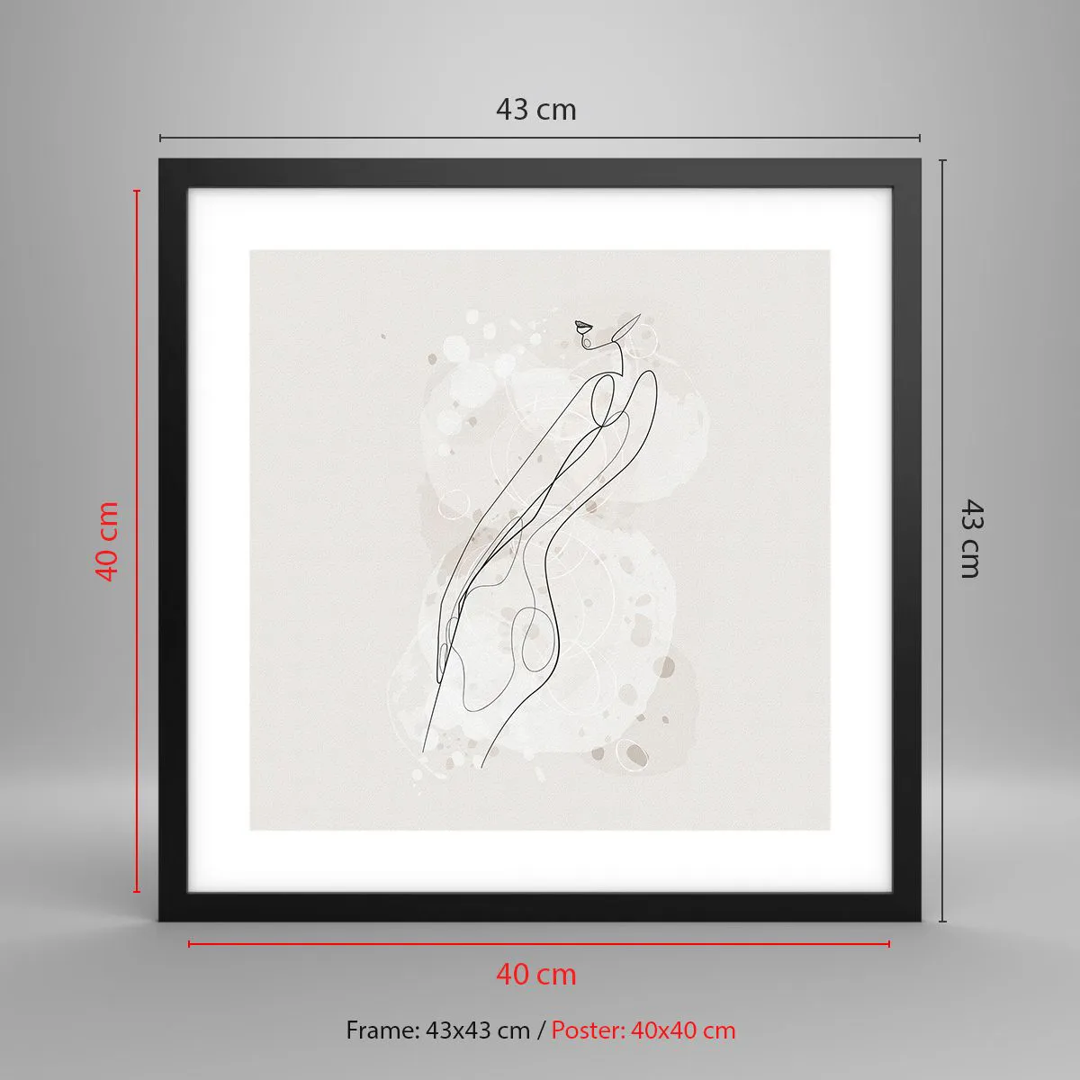 Affiche dans un cadre noir - Poster - Trompe l'oeil - 40x40 cm