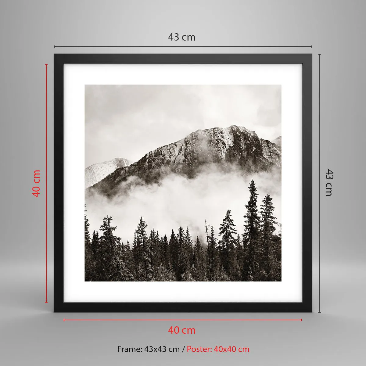 Póster en marco negro - Gobernante de granito - 40x40 cm