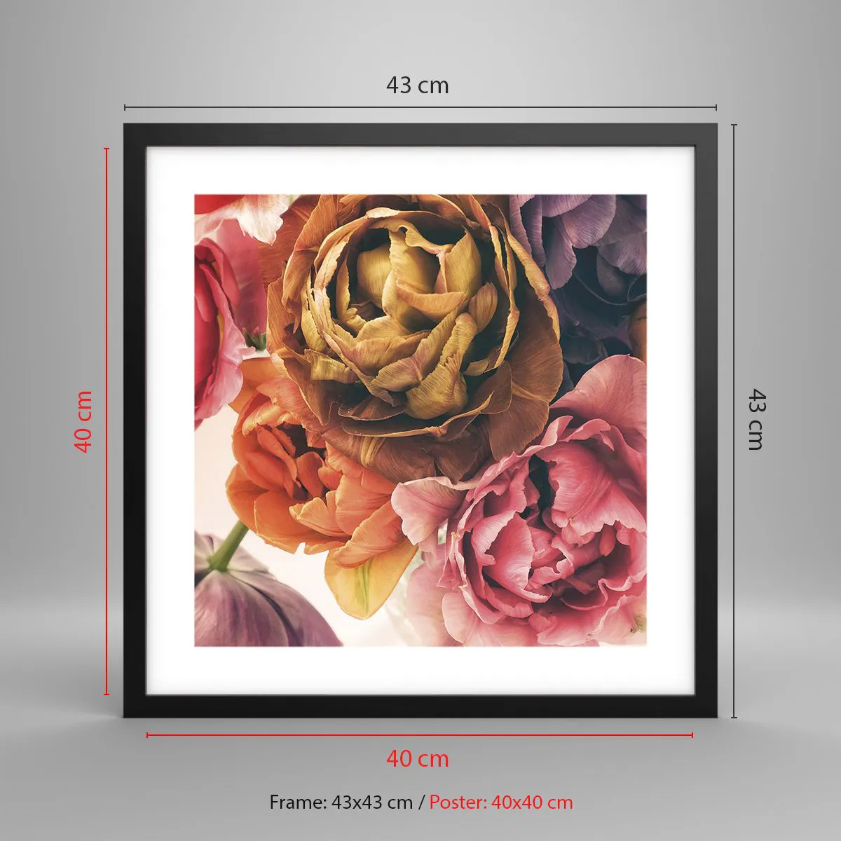 Poster in einem schwarzem Rahmen - Eine Feier des Lebens - 40x40 cm