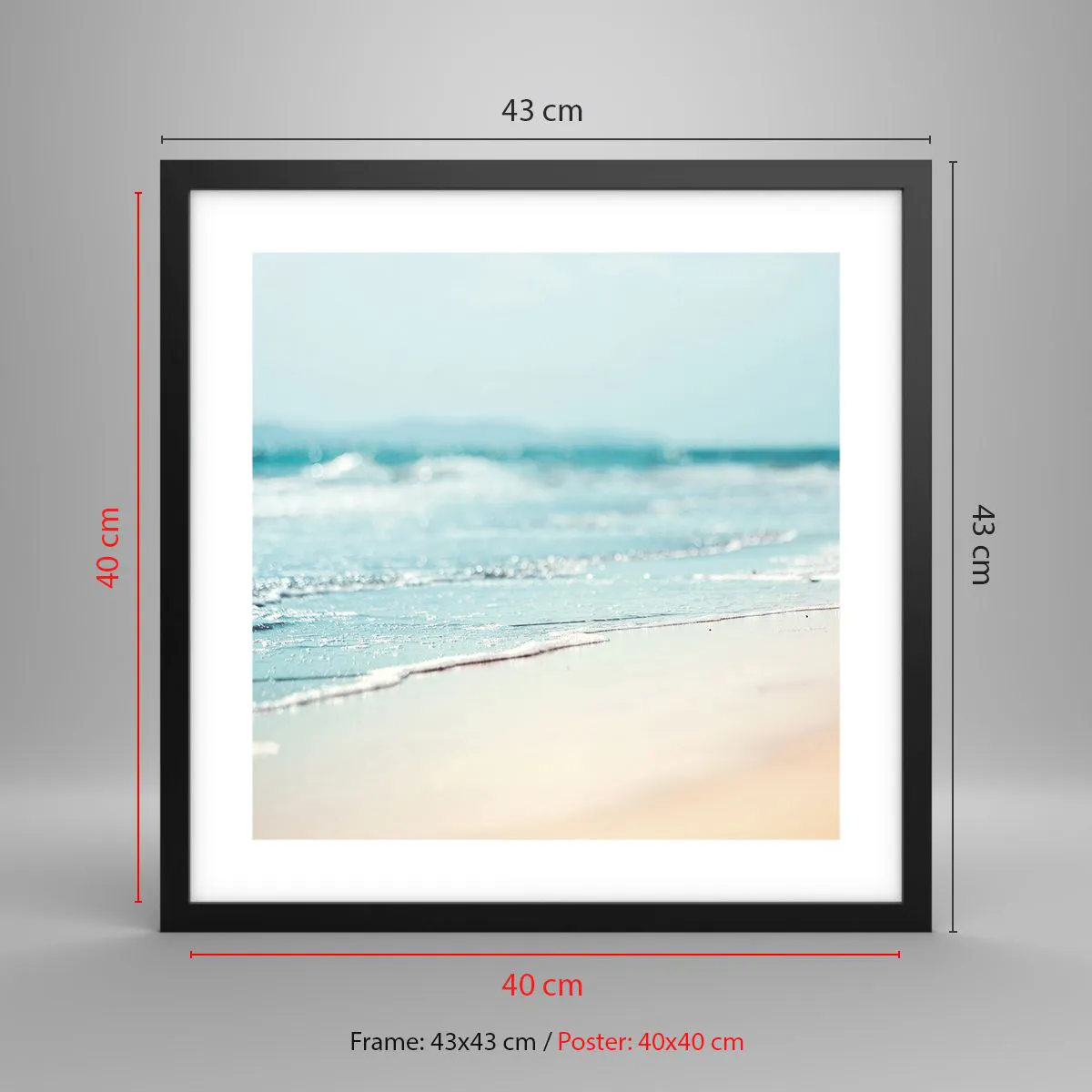 Póster en marco negro - Calor y brisa - 40x40 cm