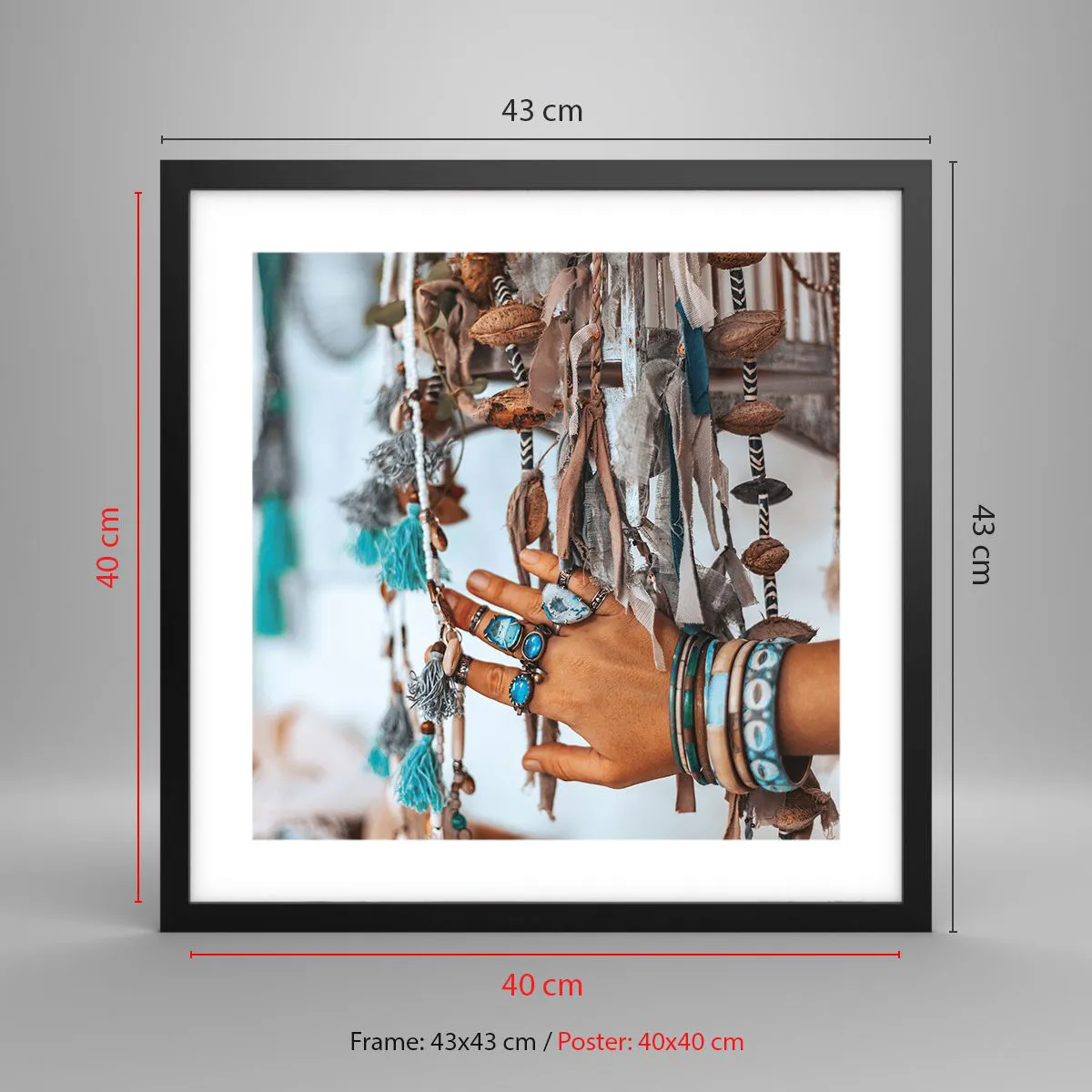 Pôster com moldura preta - Tesouros locais - 40x40 cm