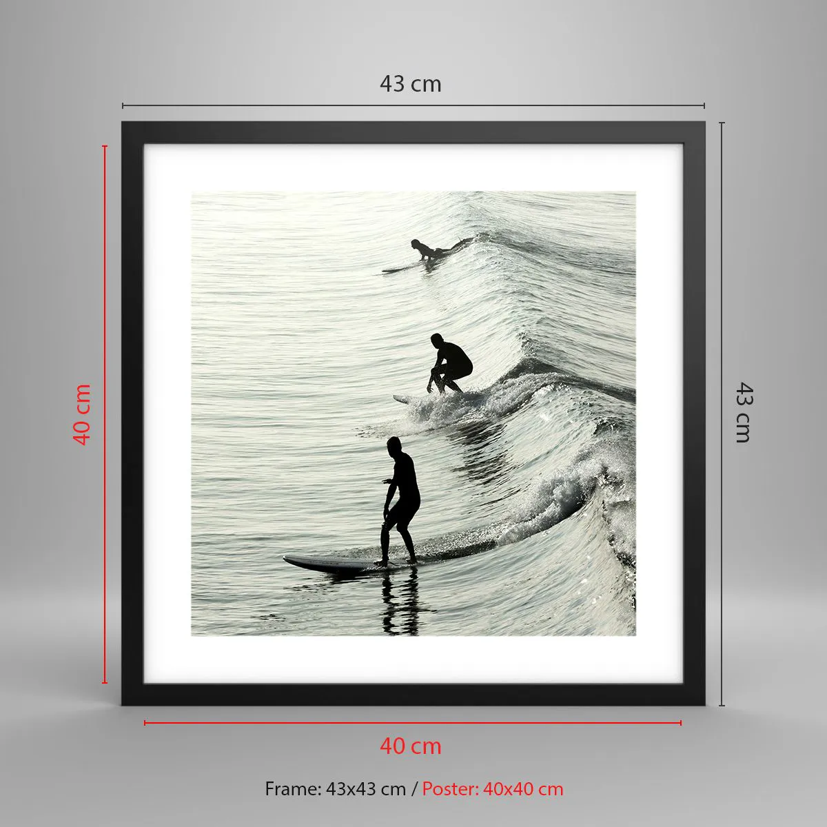 Plakát v černém rámu - Za vlnou - 40x40 cm