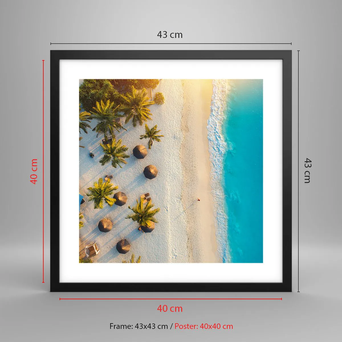 Poster in einem schwarzem Rahmen - Willkommen im Paradies - 40x40 cm