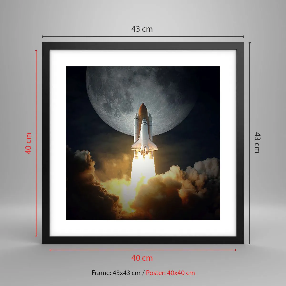 Plakat i sort ramme - Begyndelsen på et overjordisk eventyr - 40x40 cm