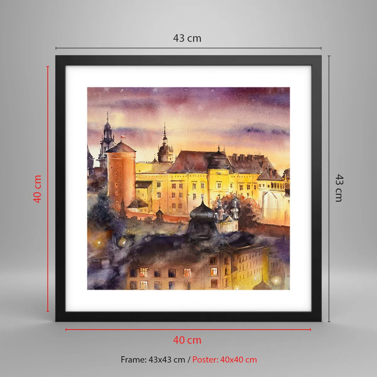 Plakat i sort ramme - En historie og en fortælling - 40x40 cm