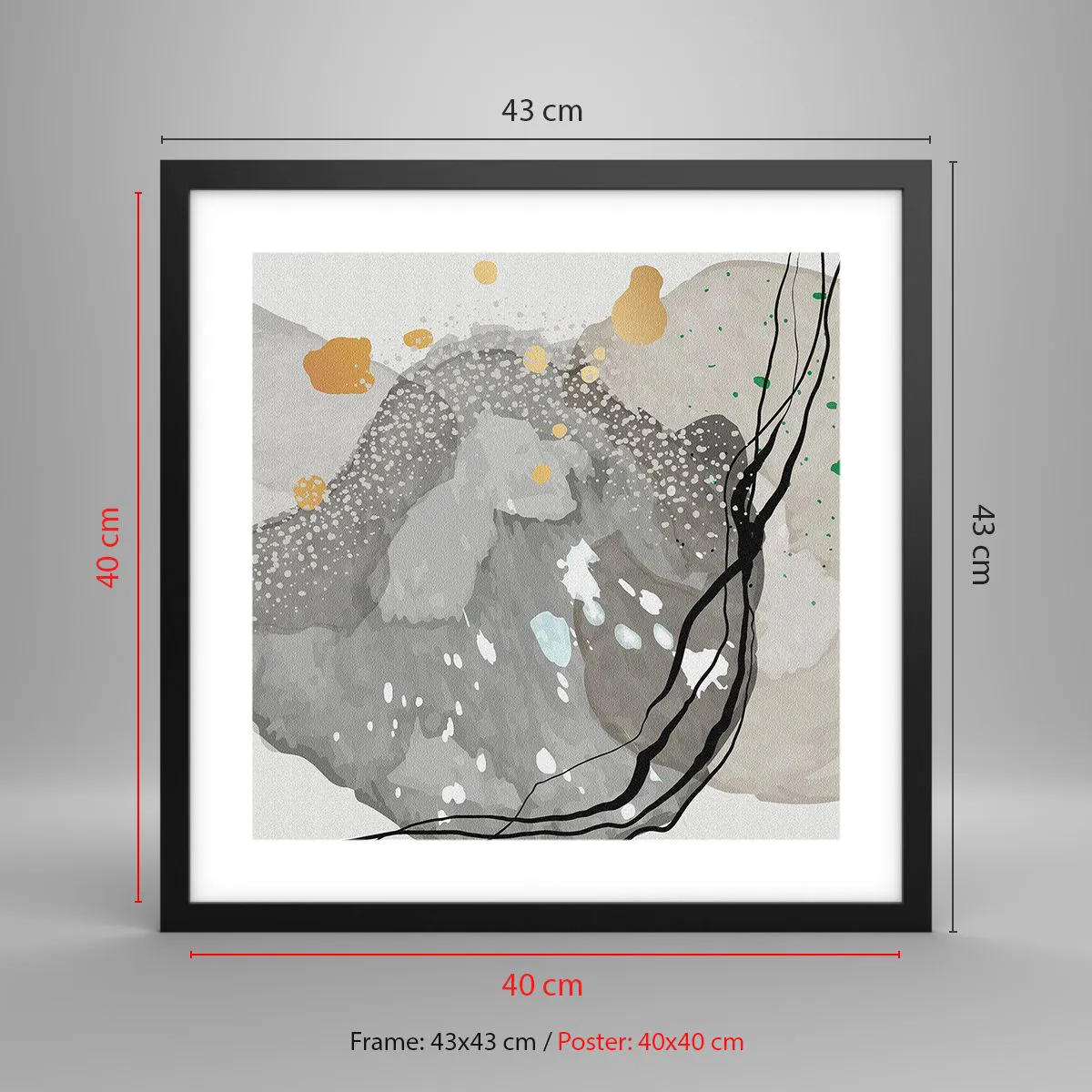Plakat w czarnej ramie - Kompozycja organiczna - 40x40 cm