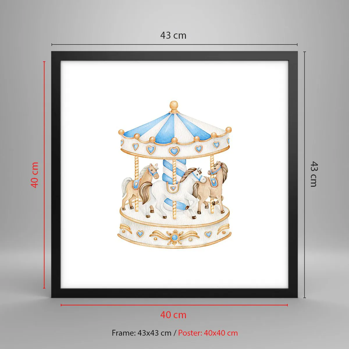 Affiche dans un cadre noir - Poster - Douce enfance - 40x40 cm