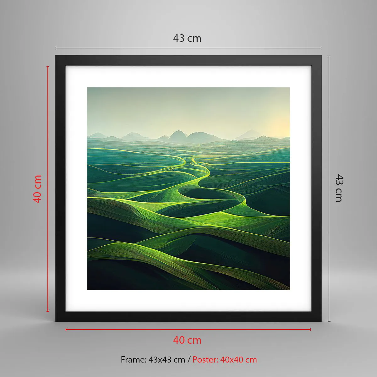 Poszter fehér keretben - Zöld völgyekben - 40x40 cm