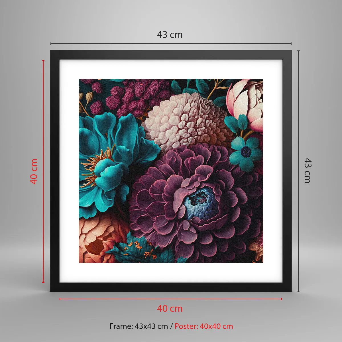 Affiche dans un cadre noir - Poster - La nature en abondance - 40x40 cm