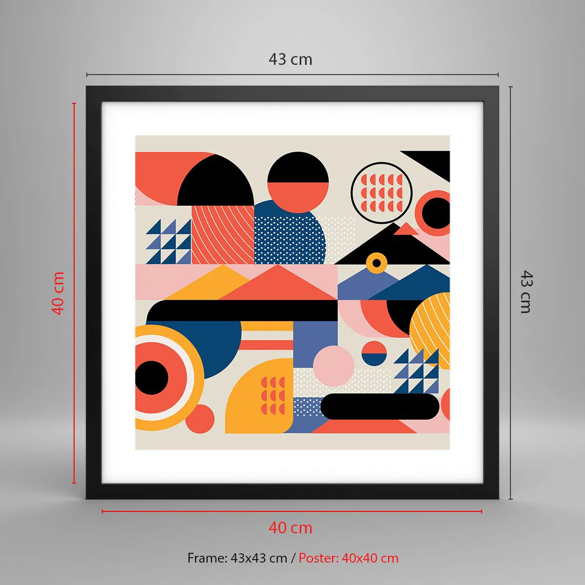 Plakat i sort ramme - Komposition: Leg - 40x40 cm