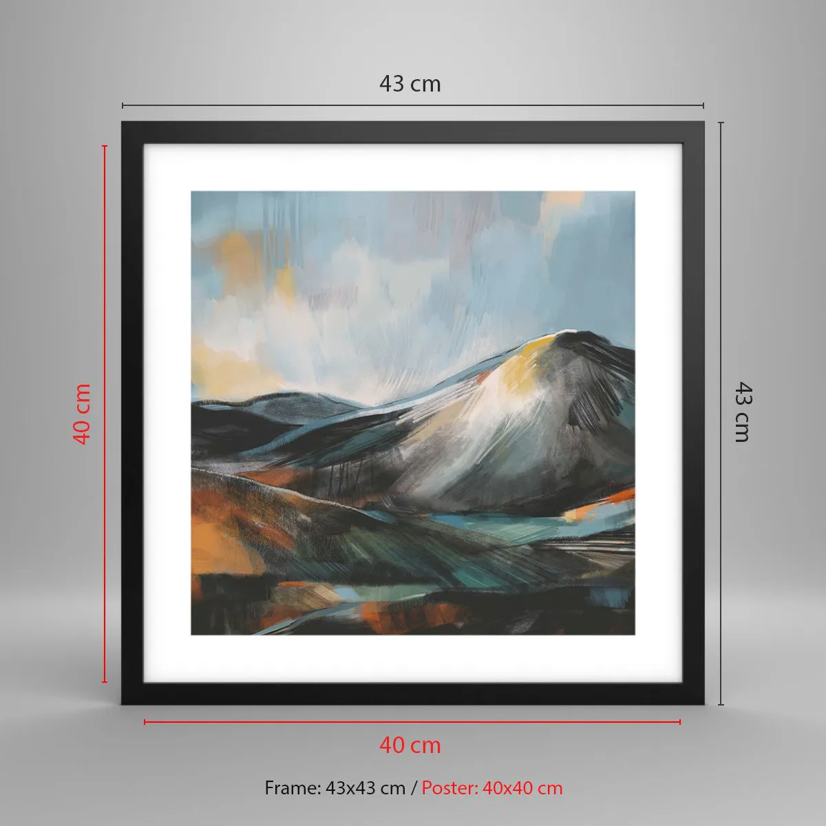 Plakat i sort ramme - Rå og smuk - 40x40 cm