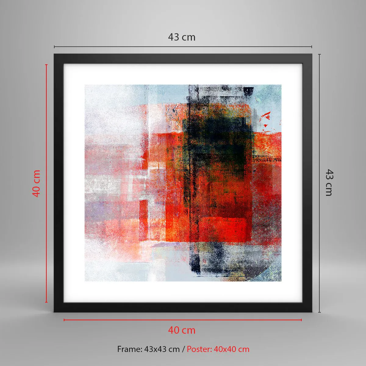 Poster in een zwarte lijst - Een gloeiende compositie - 40x40 cm