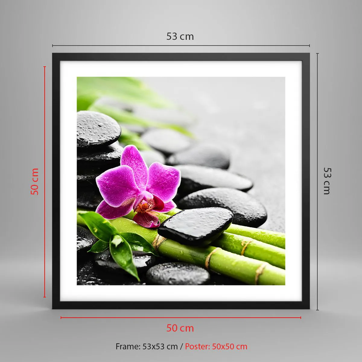 Affiche dans un cadre noir - Poster - Dans un équilibre de calme - 50x50 cm