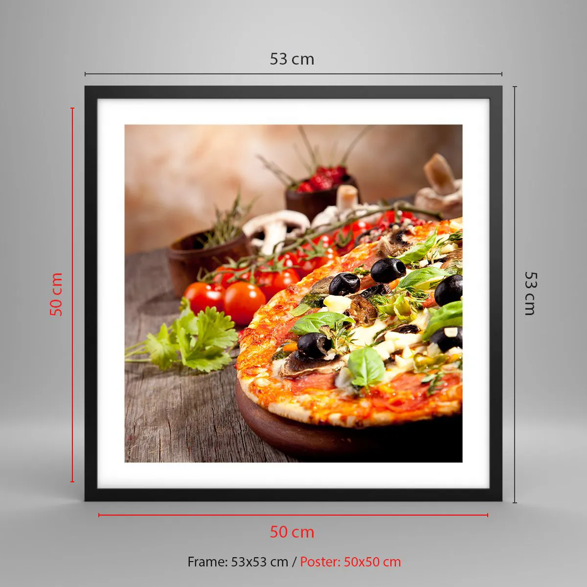 Póster en marco negro - De ingredientes puros - 50x50 cm