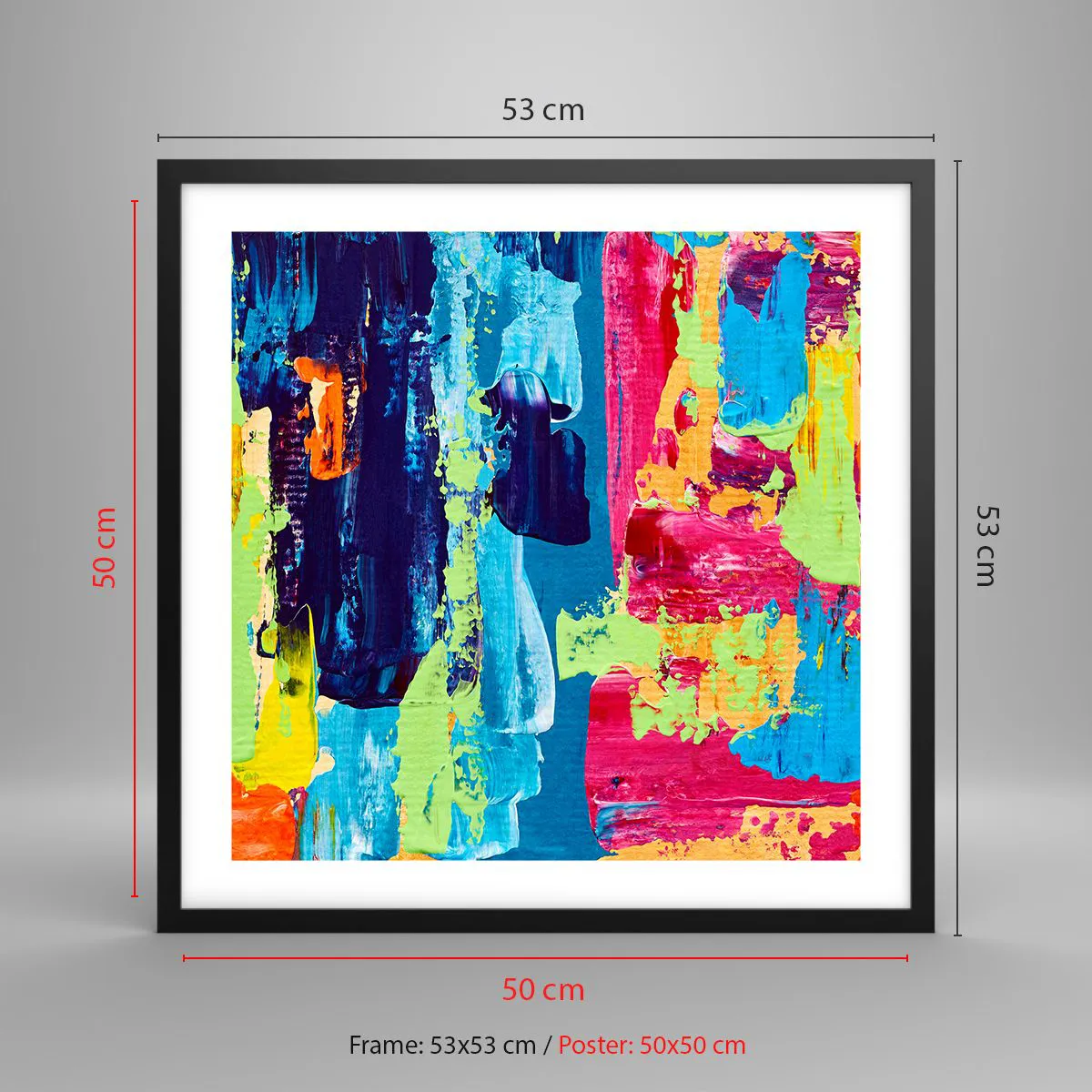 Plakat w czarnej ramie - Życie jest piękne! - 50x50 cm