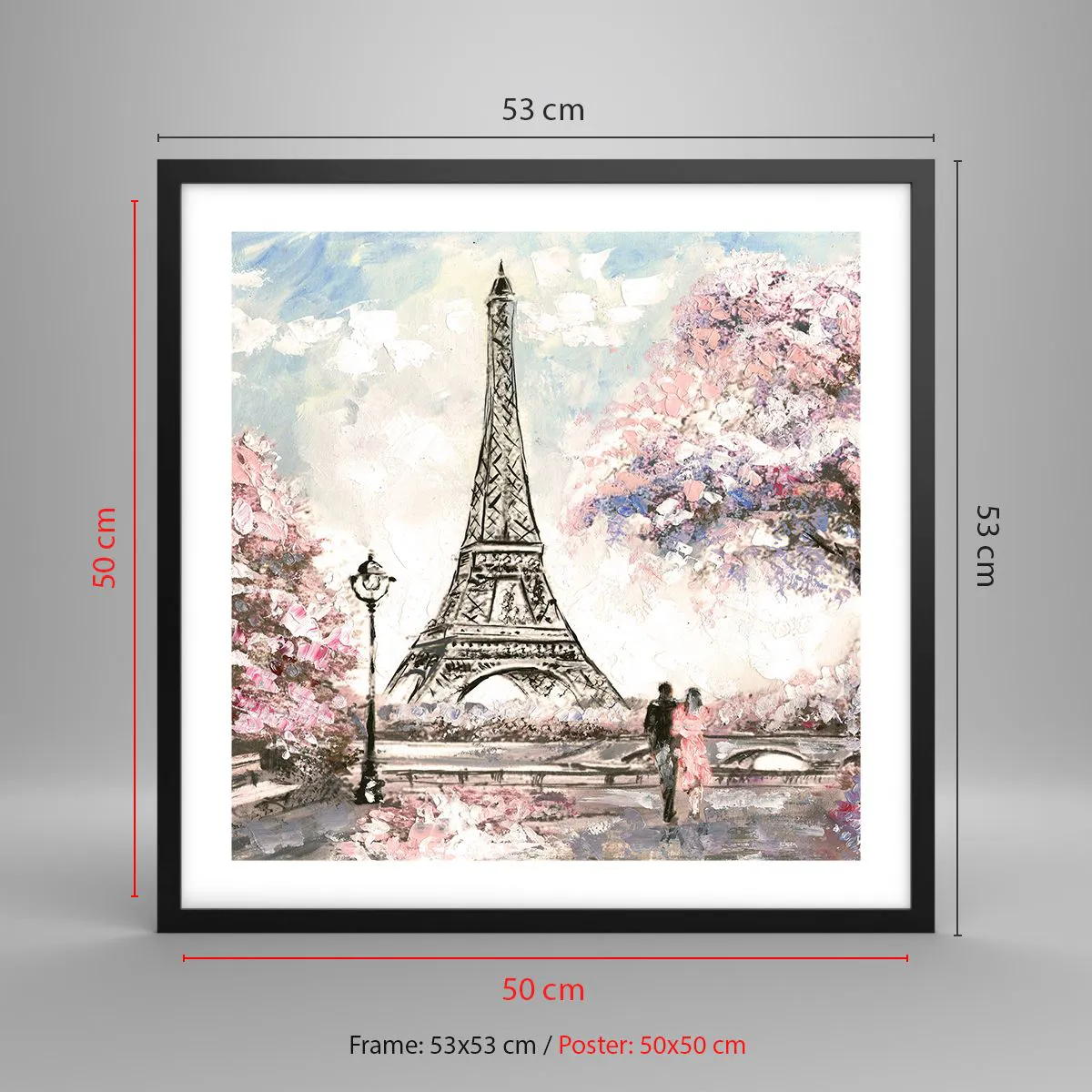 Affiche dans un cadre noir - Poster - Balade d'avril à Paris - 50x50 cm