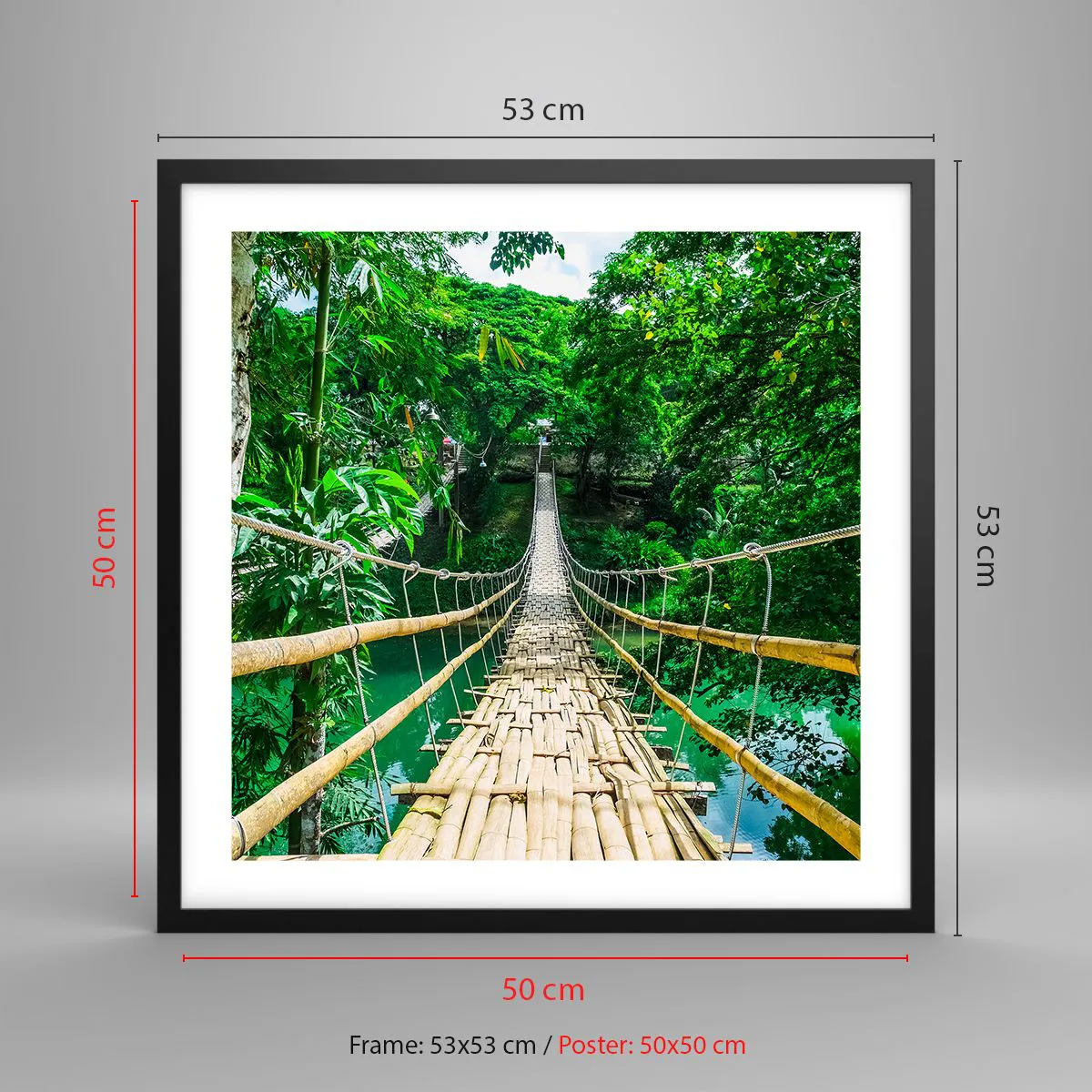 Plakat i sort ramme - Abebro over grønne områder - 50x50 cm