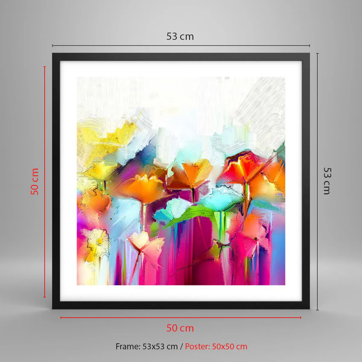 Affiche dans un cadre noir - Poster - L'arc-en-ciel s'est épanoui - 50x50 cm