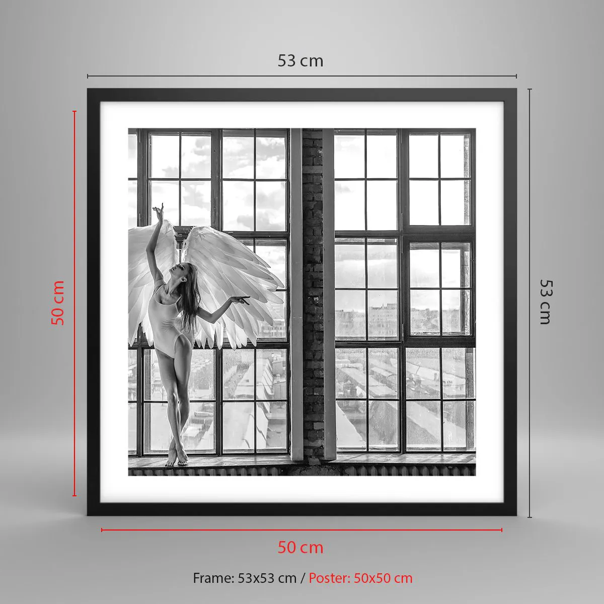 Poster in einem schwarzem Rahmen - Stadt der Engel? - 50x50 cm