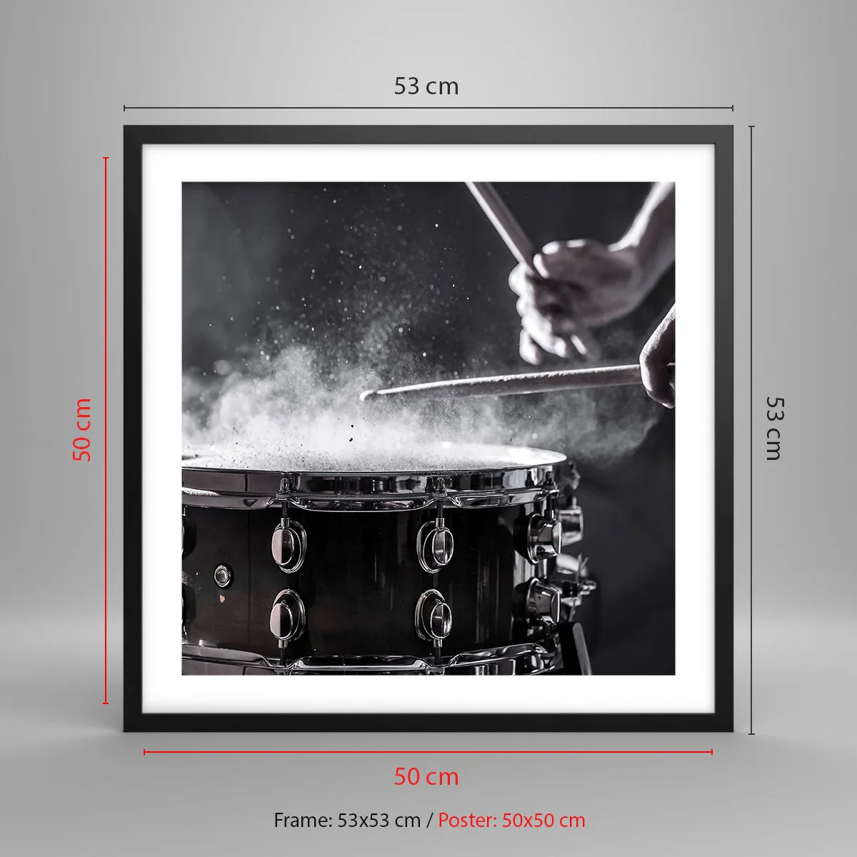 Plakat i sort ramme - Musikkens puls - 50x50 cm