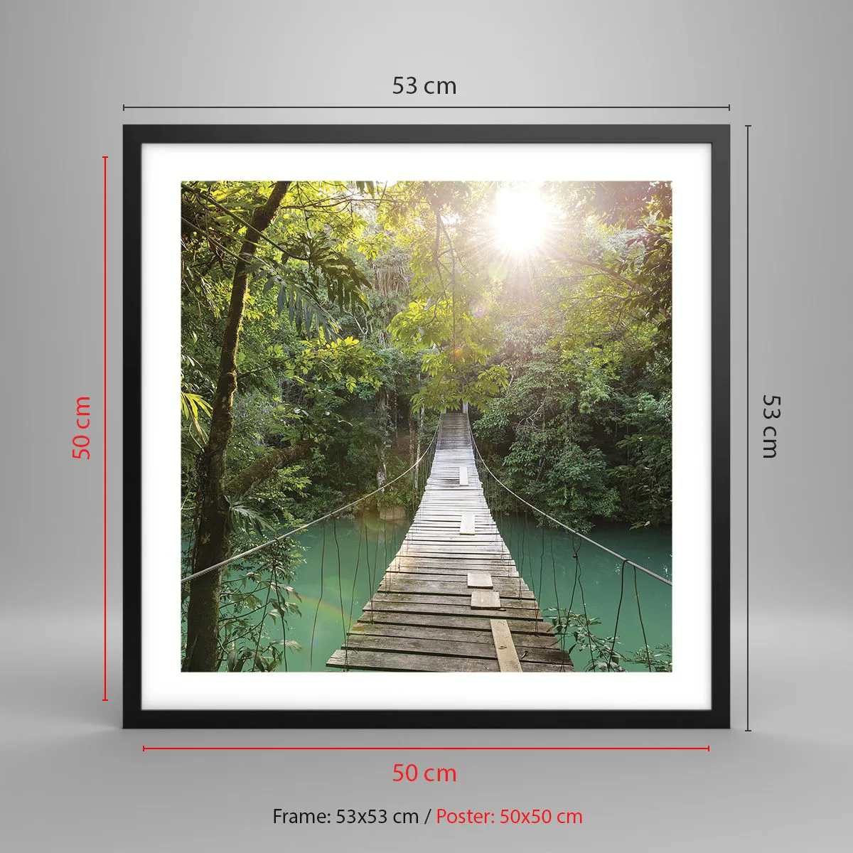 Plakat w czarnej ramie - Nad lazurową wodą do lazurowego lasu - 50x50 cm