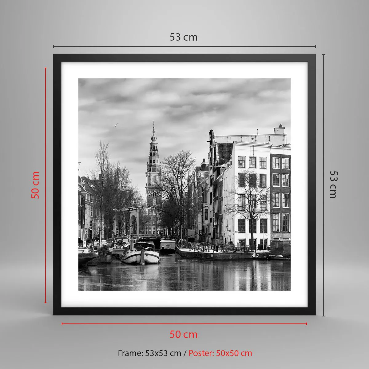 Poster in een zwarte lijst - Amsterdamse sferen - 50x50 cm