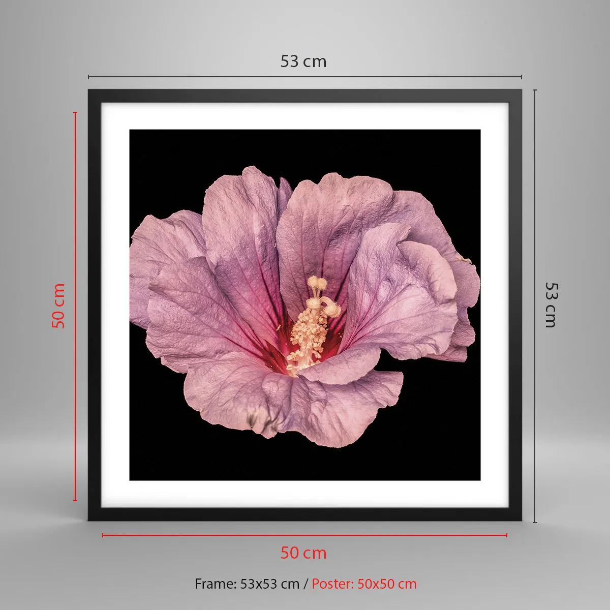 Affiche dans un cadre noir - Poster - Directement au coeur - 50x50 cm