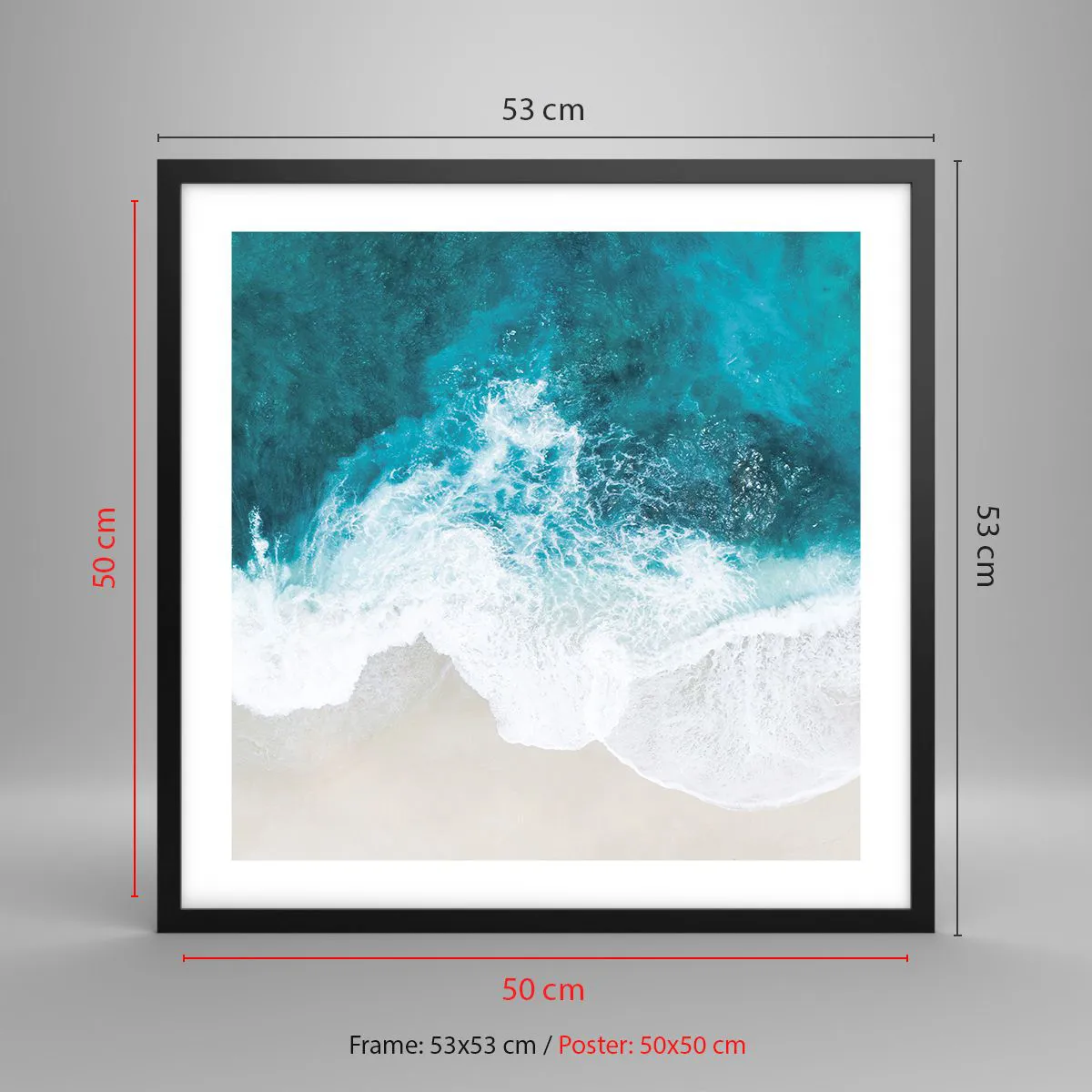 Pôster com moldura preta - Carícia natural - 50x50 cm