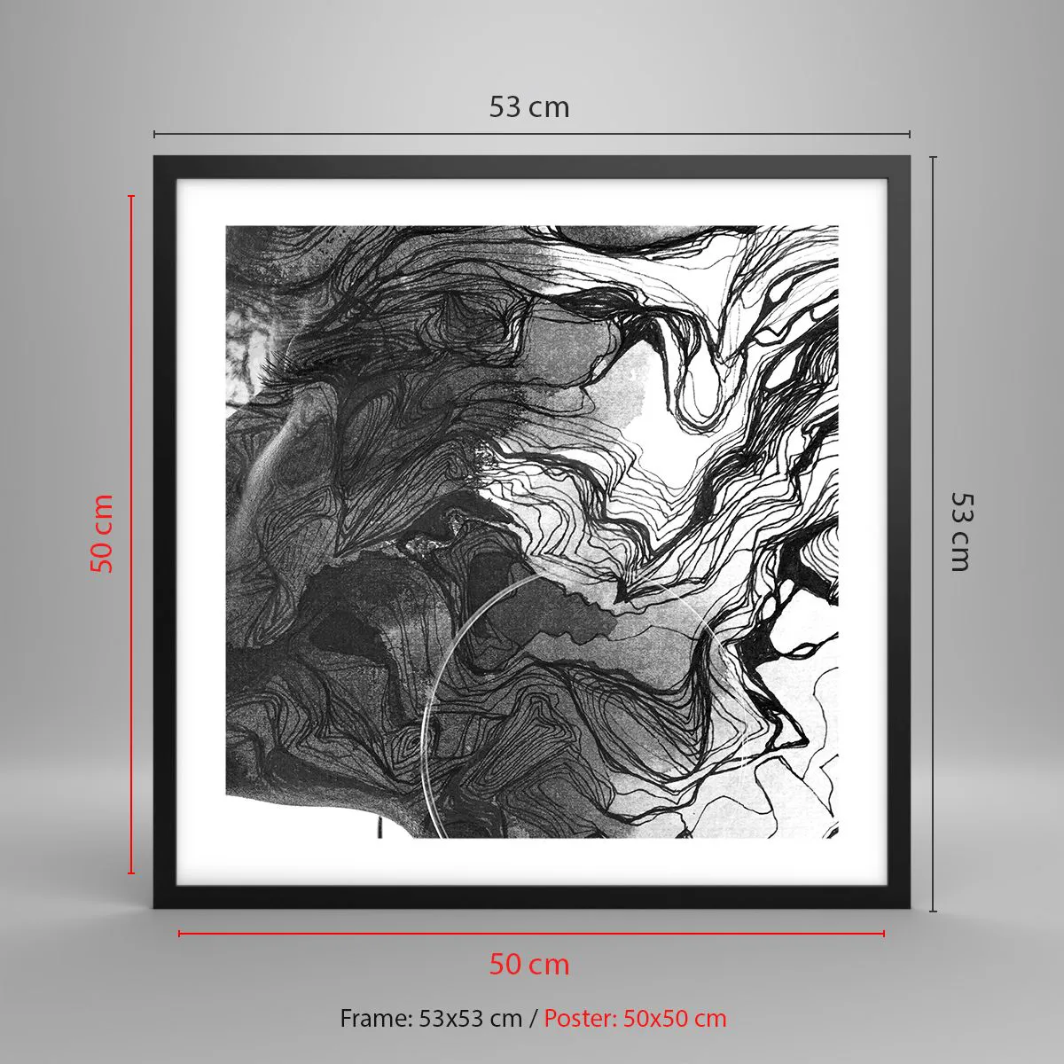 Affiche dans un cadre noir - Poster - Emmêlé dans les rêves - 50x50 cm