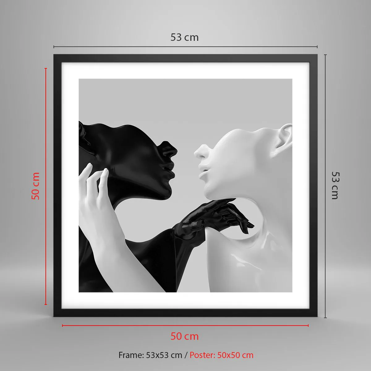 Affiche dans un cadre noir - Poster - Attraction - désir - 50x50 cm