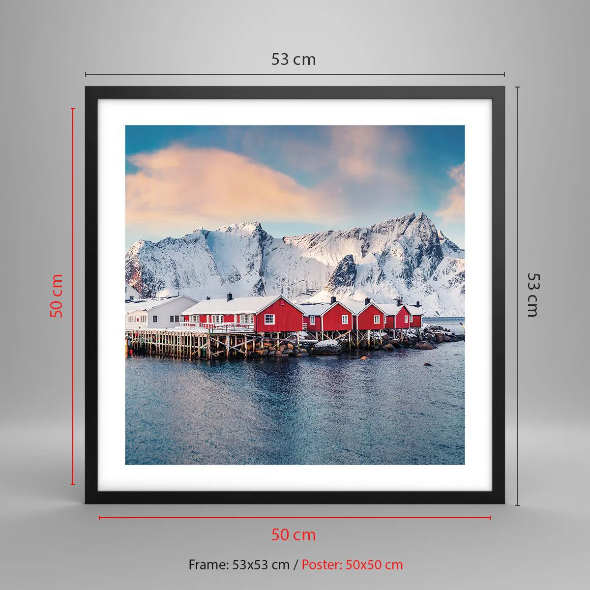 Plakat i sort ramme - Nordlig tilbagetrækning - 50x50 cm