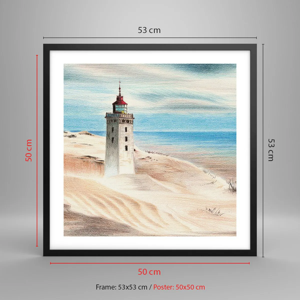 Affiche dans un cadre noir - Poster - Toujours regarder la mer - 50x50 cm