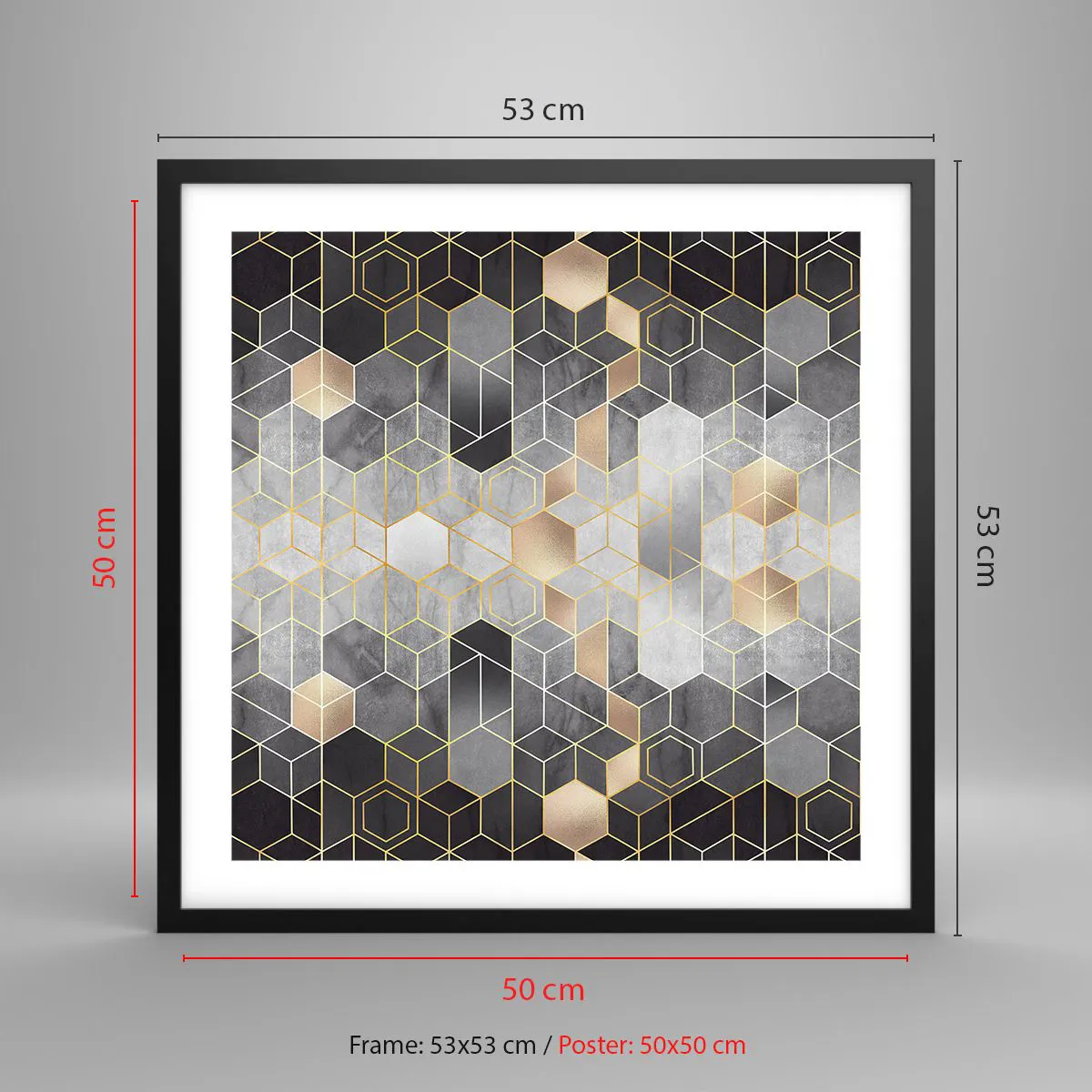 Plakát v černém rámu - Diamantová kompozice - 50x50 cm