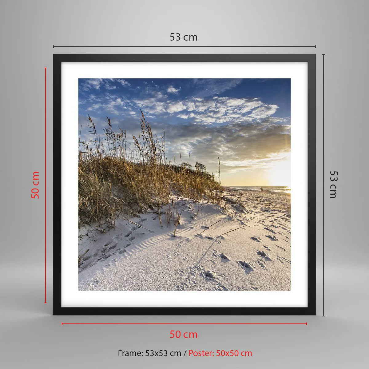 Poster in een zwarte lijst - Een uitnodiging voor een wandeling - 50x50 cm