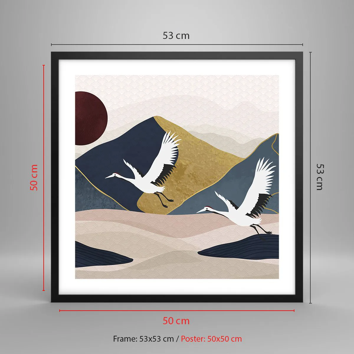 Pôster com moldura preta - E o dia acaba novamente - 50x50 cm