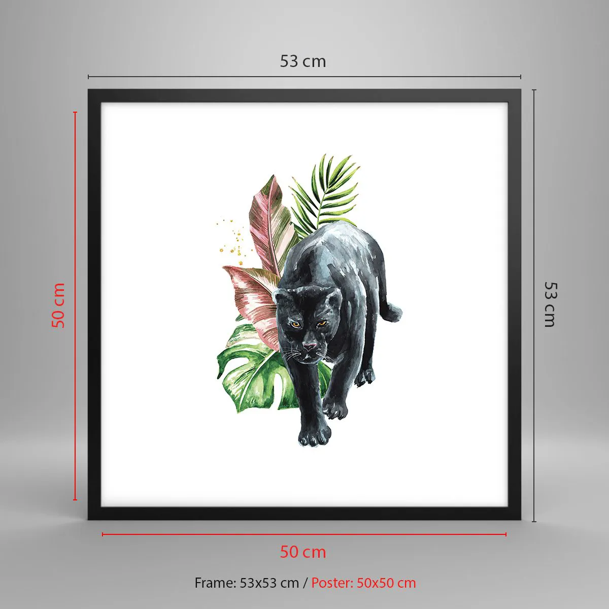 Plakat i sort ramme - Vild i hjertet - 50x50 cm