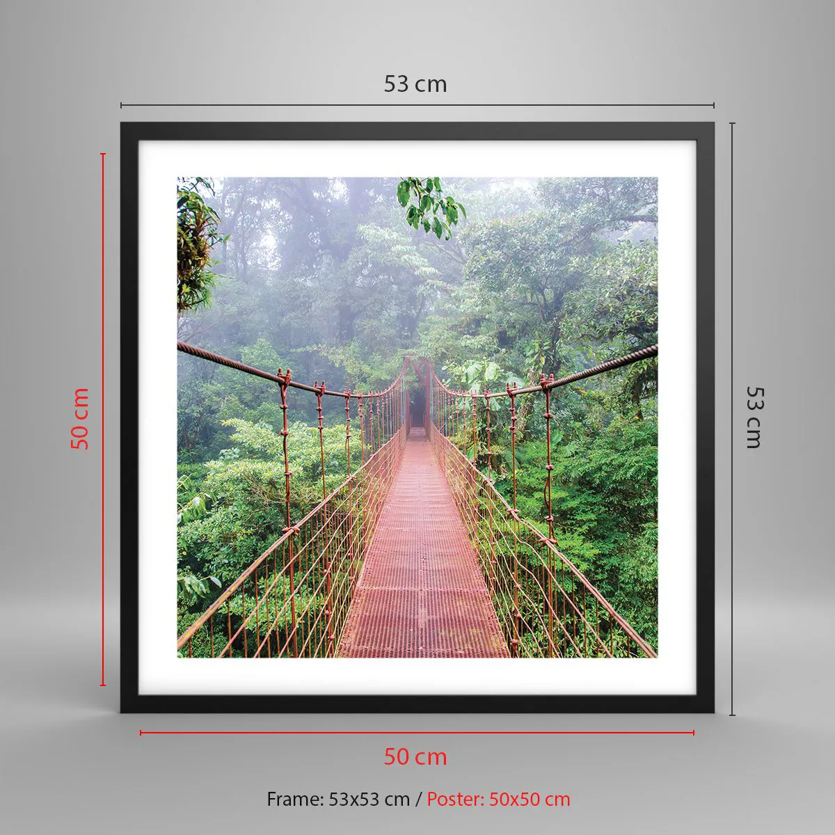 Affiche dans un cadre noir - Poster - Suspendu sur les couronnes - 50x50 cm