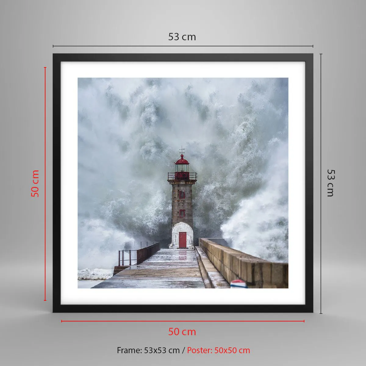 Plakát v černém rámu - Hukot vody, šum větru - 50x50 cm