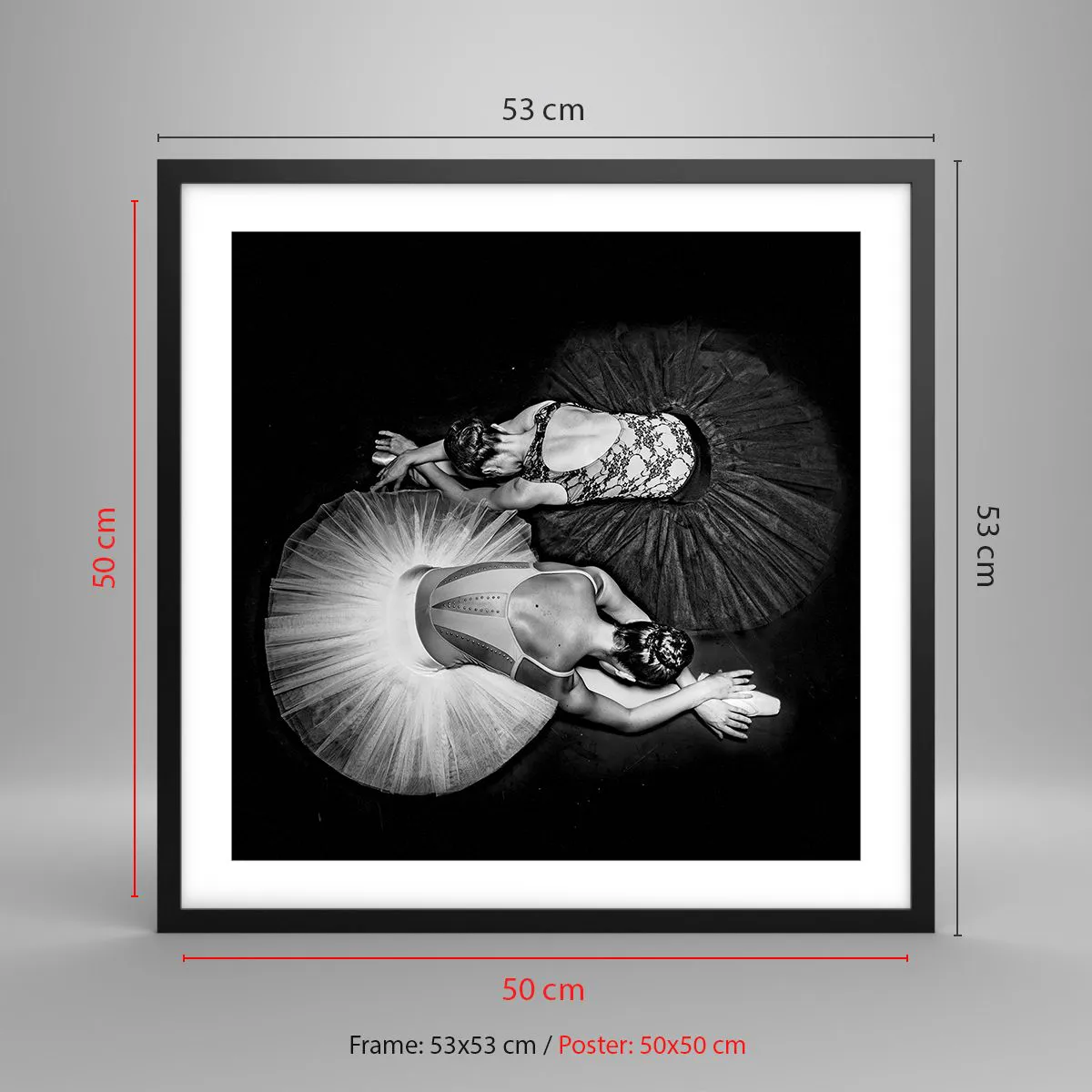 Affiche dans un cadre noir - Poster - Jin et jang – équilibre idéal - 50x50 cm