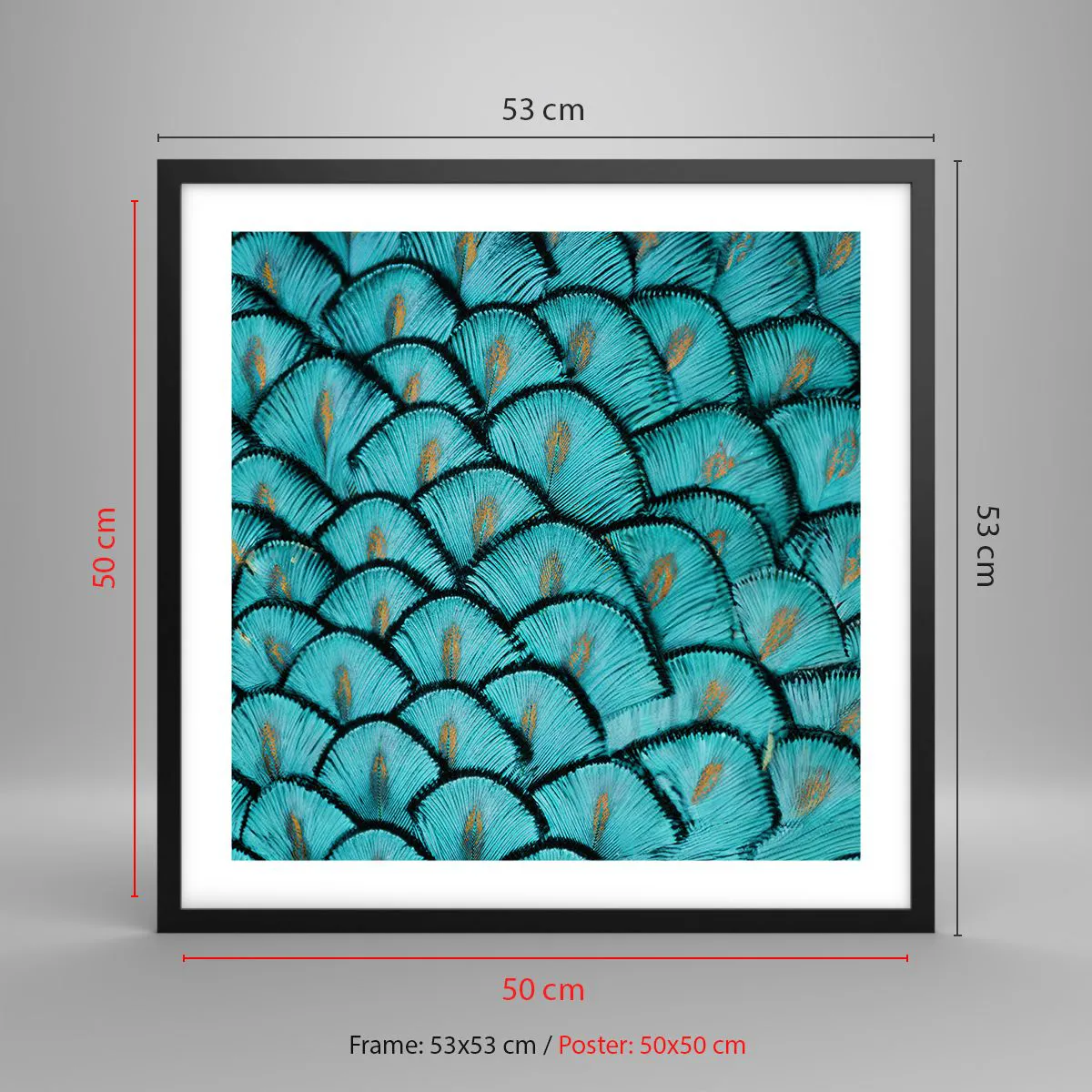 Plakát v černém rámu - Velká slavnost peří - 50x50 cm