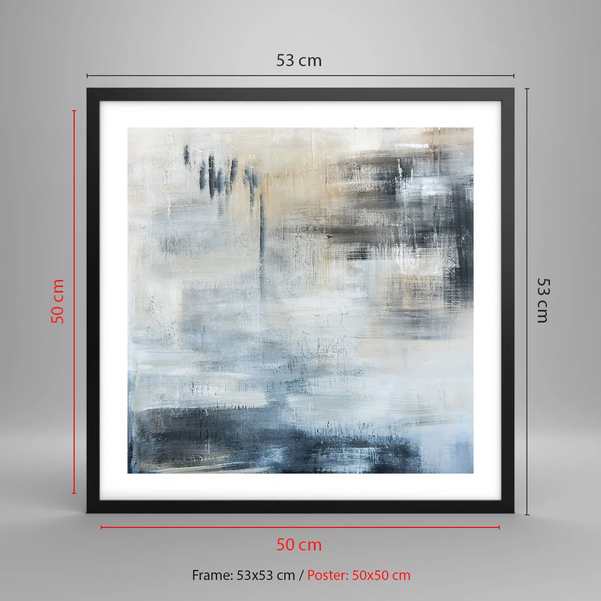 Plagát v čiernom ráme - Za závojom modrej - 50x50 cm