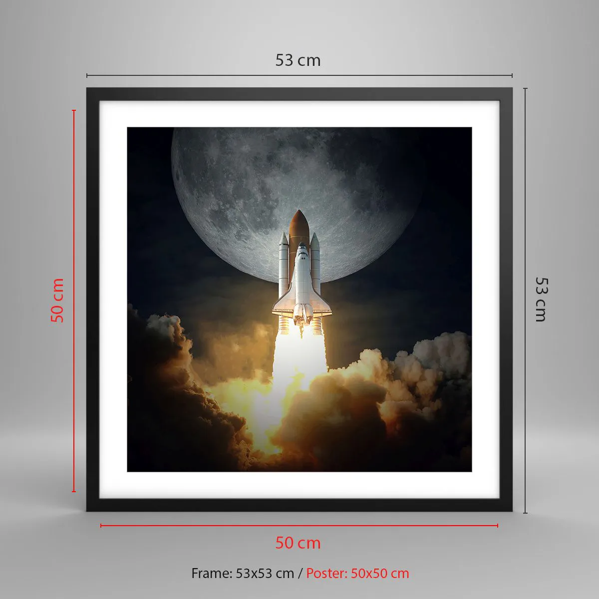 Plakat i sort ramme - Begyndelsen på et overjordisk eventyr - 50x50 cm