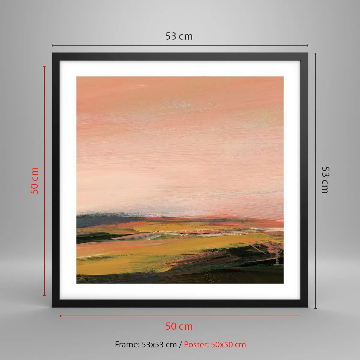 Plakat i sort ramme - I lyserøde toner - 50x50 cm