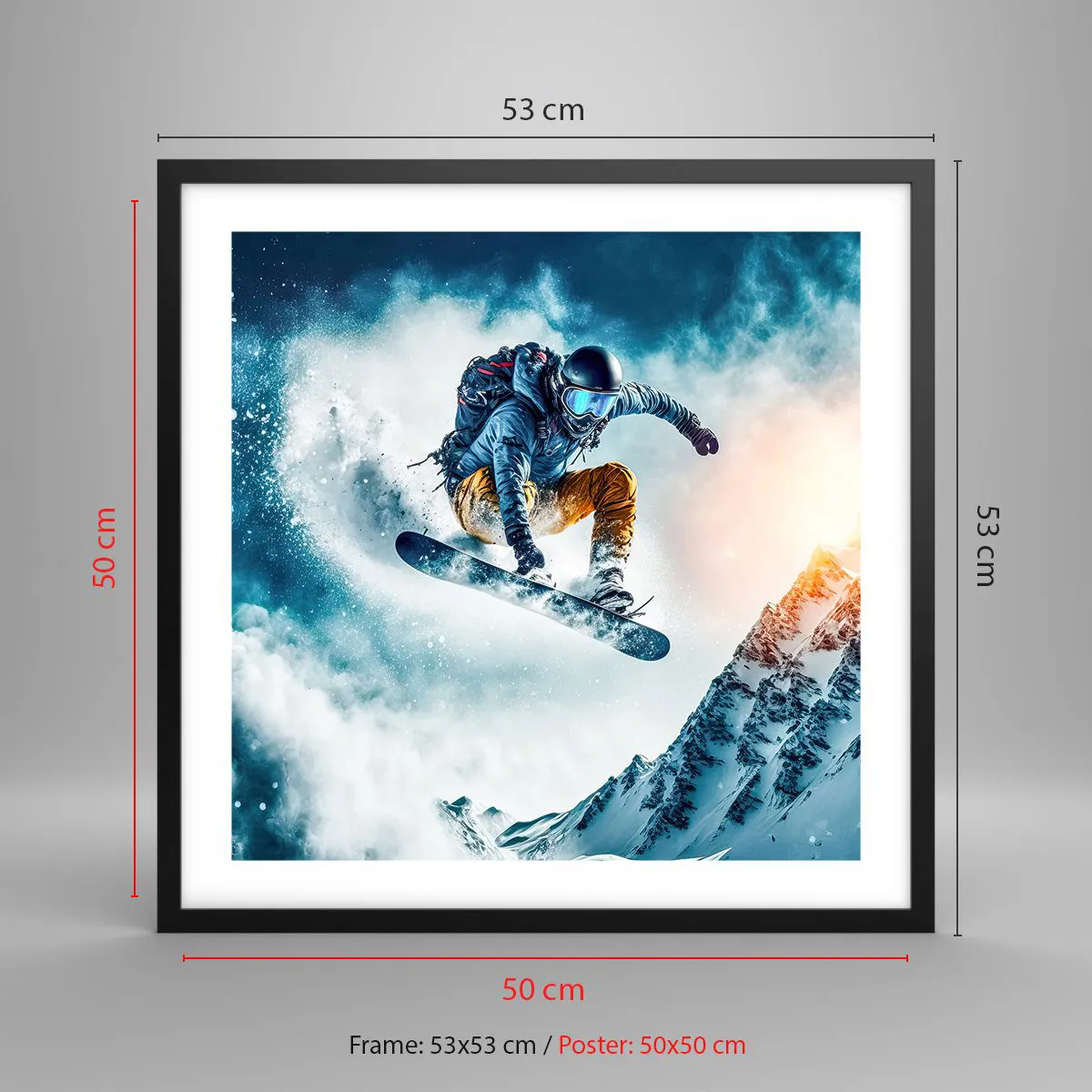 Affiche dans un cadre noir - Poster - Des émotions extrêmes - 50x50 cm